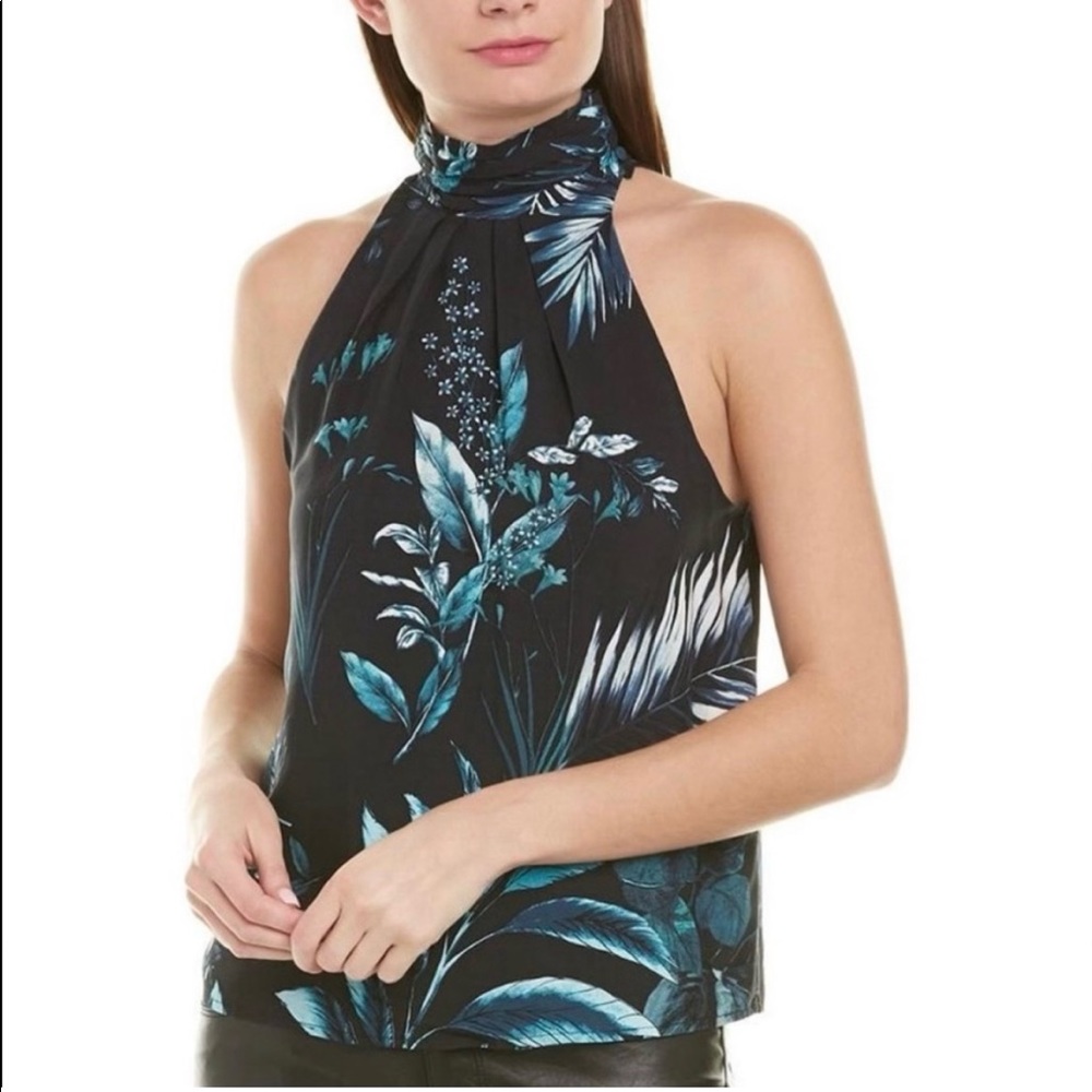 RTA Sleeveless Floral Printed High Neck Top Sz S